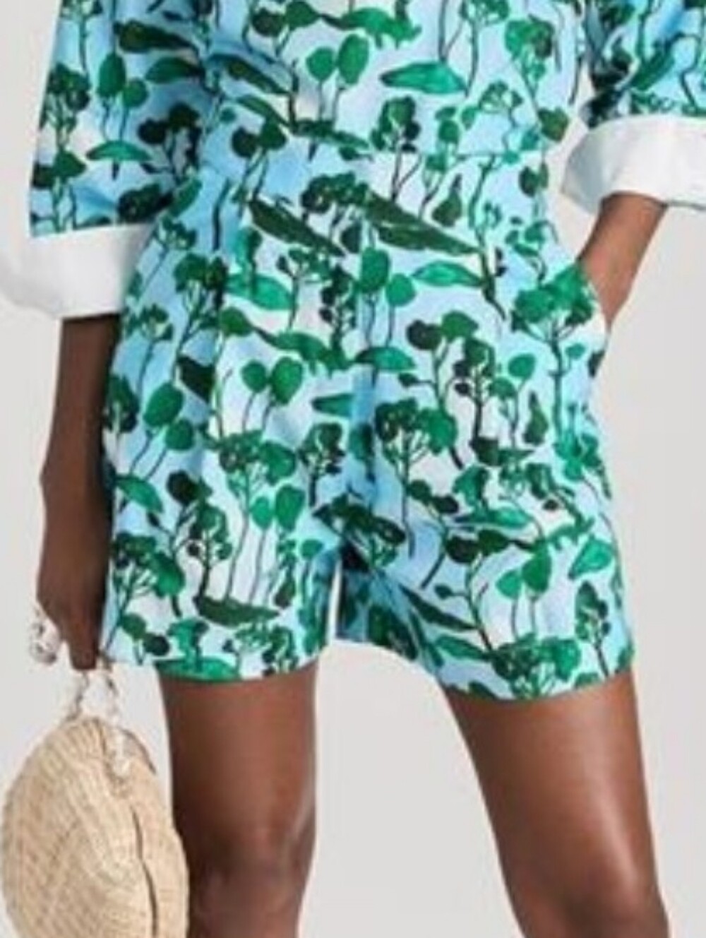 De Loreta Cosecha Tree Print Green & Aqua Floral Skort Shorts NWOT Size M